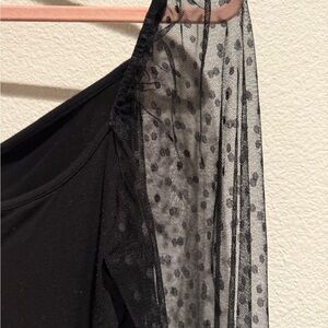 Black Sheer Polka Dot Sleeve Bodysuit